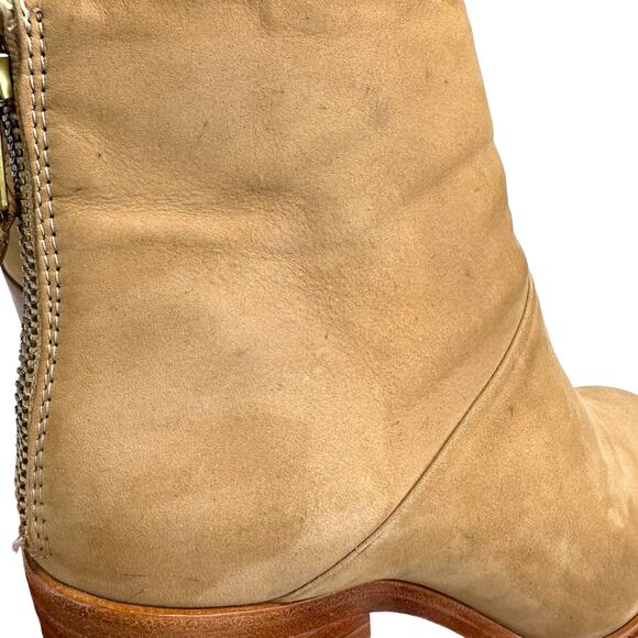 Nisolo Women's Boots US 7.5 Dari Heeled Ankle Booties Tan Leather Suede Back Zip - Picture 14 of 16